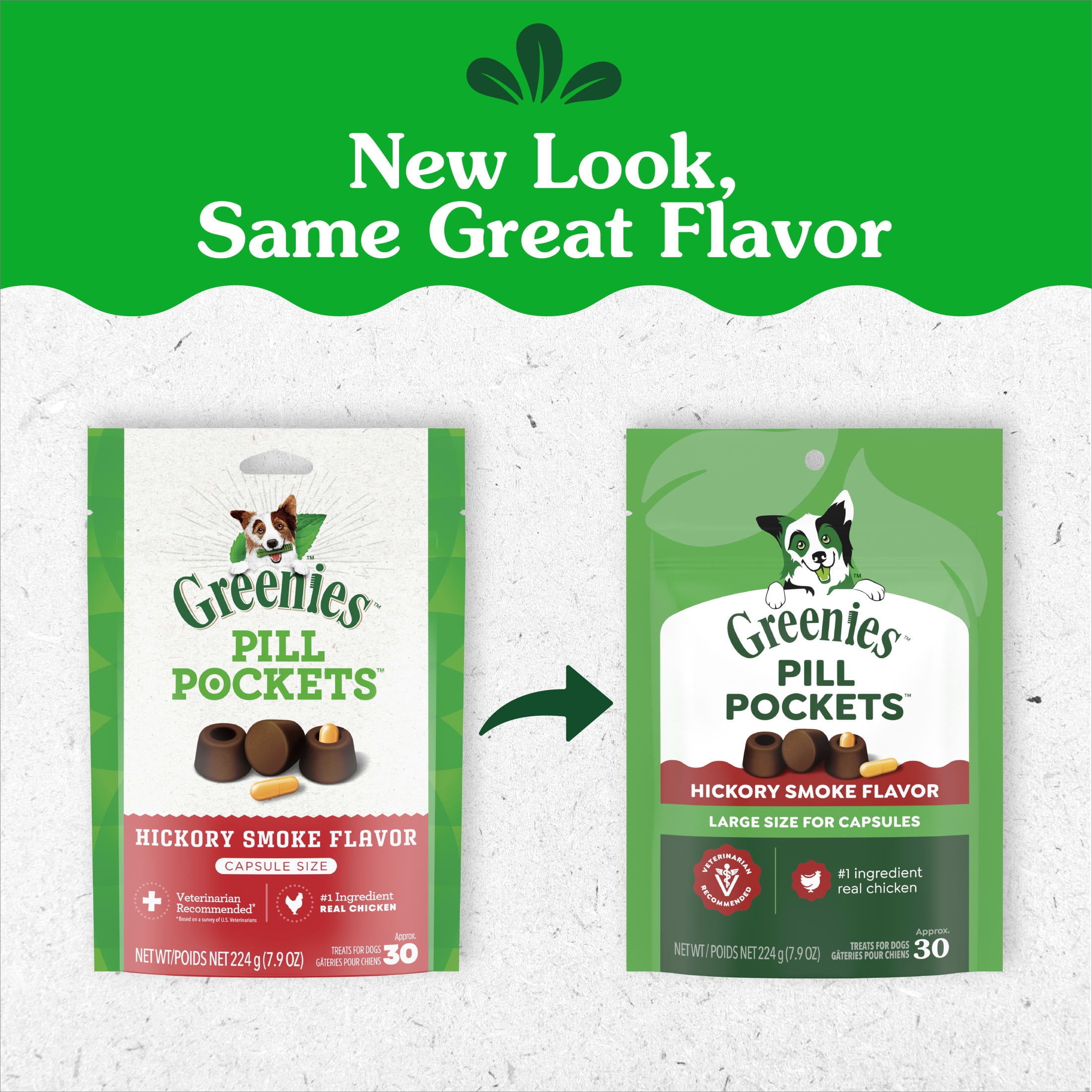 (2 pack) Greenies Pill Pockets for Dogs Capsule Size Natural Soft Dog Treats, Hickory Smoke Flavor, 7.9 oz Pack (30 Treats)