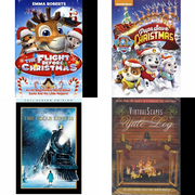 Christmas Holiday Movies DVD 4 Pack Assorted Bundle: The Flight Before Christmas, Paw Patrol: Pups Save Christmas, POLAR EXPRESS, Yule Log Silver Screen