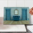 thumbnail image 2 of Antique Cutting Board, Empty Space 2 Doors Armchair and Simple Mirror Golden Yellow Frame, Decorative Tempered Glass Cutting and Serving Board, Small Size, Blue Sand Brown, by Ambesonne, 2 of 5