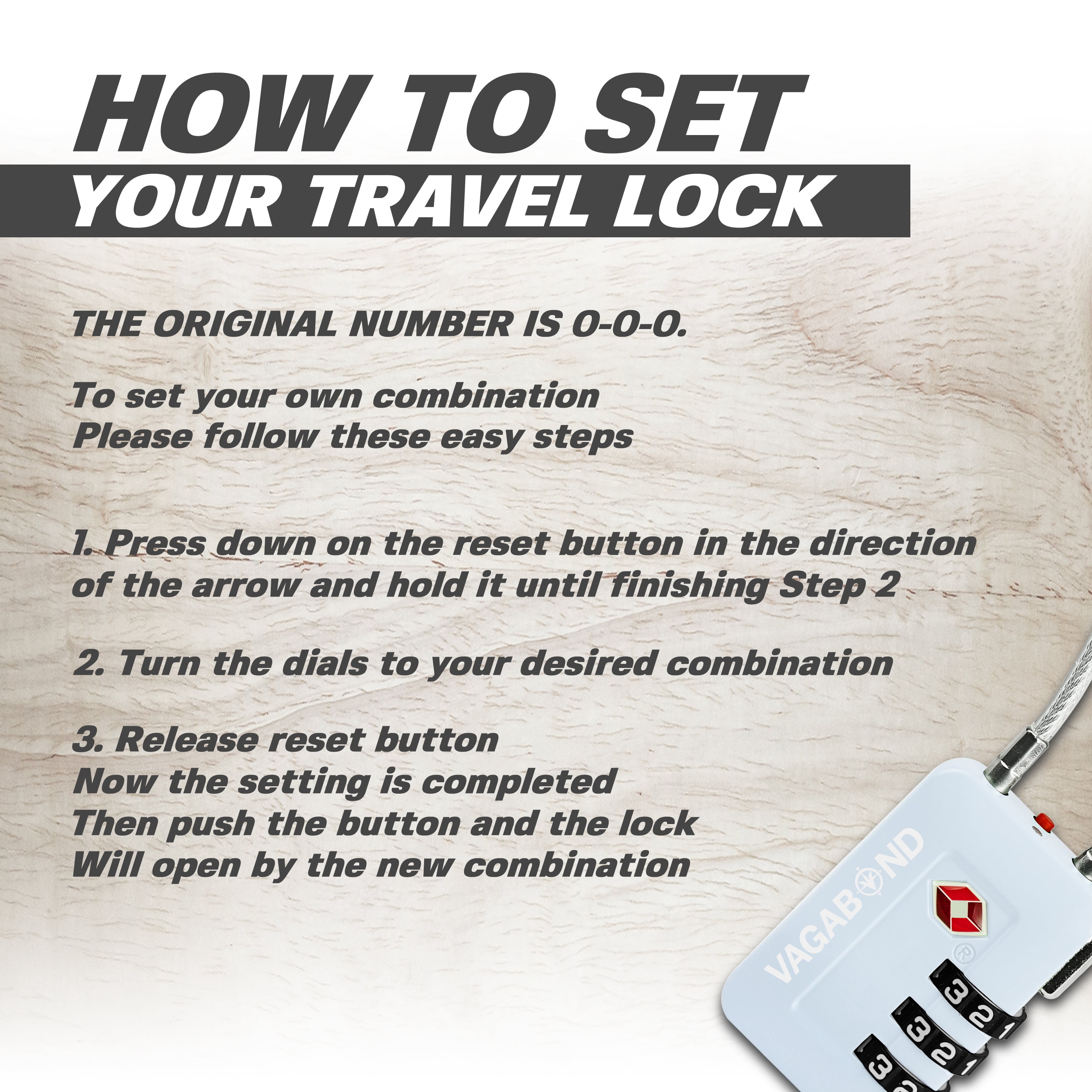 VAGABOND TSA Accepted Luggage Travel Lock 3 Digit Combination Keyless Resettable Suitcase Steel Cable Lock with Zinc Alloy Body Blue 2 Pack