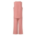 thumbnail image 4 of REORIAFEE Sexy 2 Piece Outfits for Women Summer Pants Sets 2 Piece Outfits Dressy Casual Summer Suit Solid Color Vest Trousers Two Piece Suit Pink M, 4 of 6