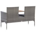 thumbnail image 4 of vidaXL 1/2x Patio Bench with Tea Table Poly Rattan Seat Furniture Black/Gray, 4 of 11