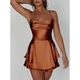 thumbnail image 2 of ZAXARRA Combinaisons Courtes Sans Manches à Col Bénitier pour Femmes, Couleur Unie, Été, Dos Nu, Clubwear, 2 of 5