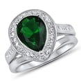 thumbnail image 3 of LaRaso & Co Solitaire Vintage Simulated Emerald Wedding Engagement Ring Set for Women 6, 3 of 5