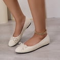 thumbnail image 2 of Women's Ballet Flats for Women Trendy Round Toe Bow Decor Faux Suede Slip On Shoes Comfortable Casual Dress Flats Spring Summer Fashion Plus Size Wide Width Black Shoes for Women, 2 of 9