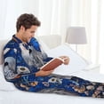 thumbnail image 6 of Lsque Blue Heron Floral Garden Pattern Long Sleeve Pajama Set for Men - Soft 2-Piece Sleepwear and Loungewear Set with Pockets, Comfy Nightwear-Medium, 6 of 7