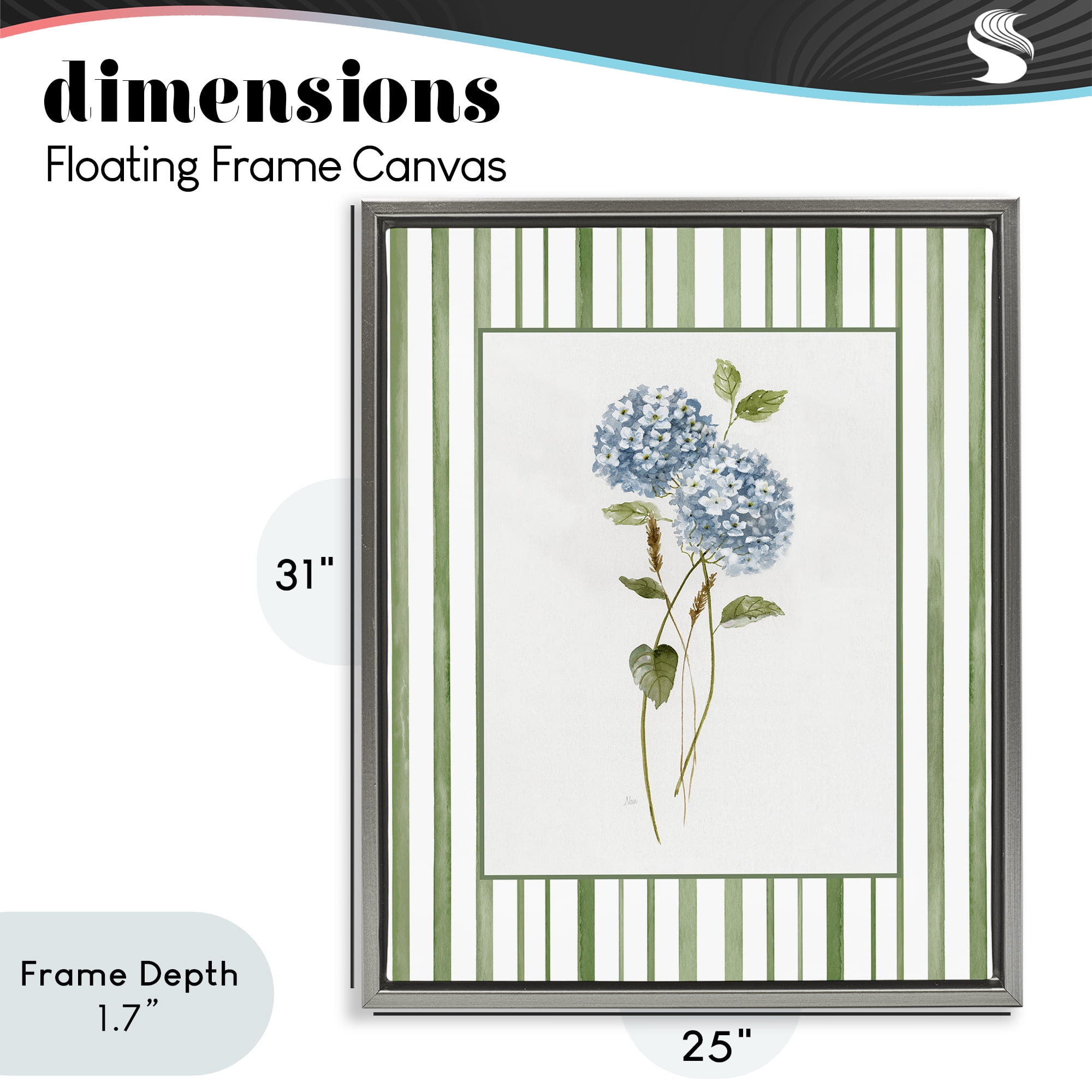 Stupell Industries Delicate Hydrangea & Dried Wheat Gray Framed Floater Canvas Wall Art, design by Nan
