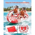thumbnail image 2 of VEVOR Towable Tubes for Boating, 2-Rider Inflatable Boat Tubes and Towables, 340 lbs Capacity Water Sport Tubes for Boat to Pull - with 2 Cockpits, Full Nylon Cover, Padded Grab Handles & Safety Valve, 2 of 9