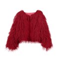 thumbnail image 5 of JGGSPWM Women's Cozy Shaggy Faux Furry Winter Outwear: Warm Long Sleeve Coat Jacket Red 3XL, 5 of 7