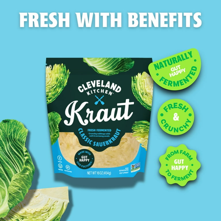 Cleveland Kitchen Classic Caraway Kraut 16 oz, Authentic Bavarian