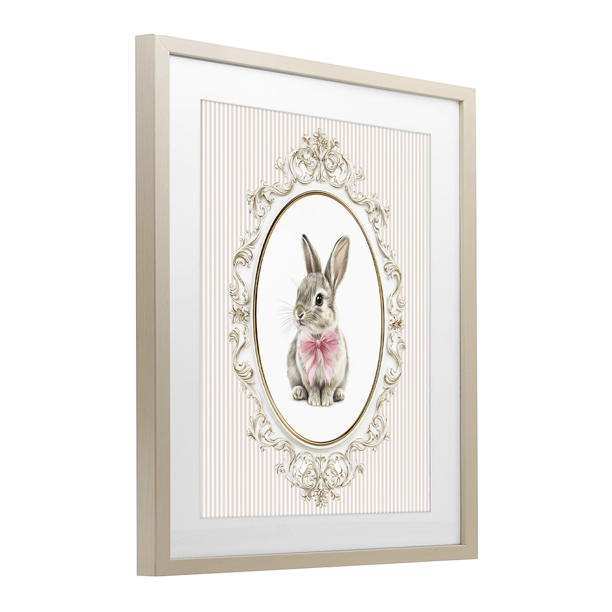Stupell Industries Ornate Border Bunny Birch Framed Print Under Glass, design by Christine Simpson Art