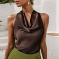 thumbnail image 2 of DAFPZW Cowl Neck Tops for Women Silk Satin Going Out Tank Top Trendy Summer Camisole Business Casual Blouses Outfits, 2 of 7