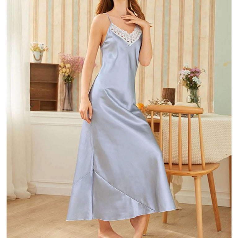 silver spaghetti strap silk dress SilkSilky 100% Mulberry Silk Spaghetti Strap V Neck Midi Dress with Criss Cross Back Design, Grayish Blue / XS