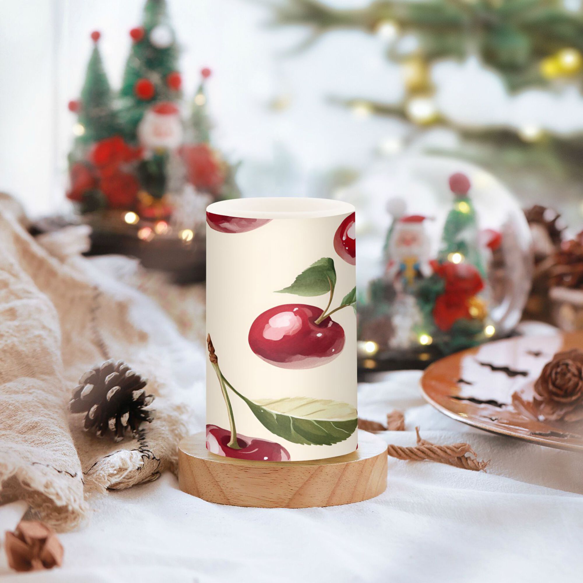 Yayeee Flameless Candles with Remote Flickering Battery Operated Multi Color Changing, Cute Cherry