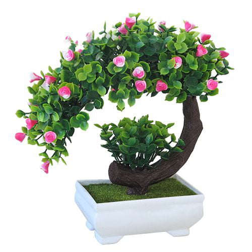 Artificial Fake Silk Flower Bonsai Set of 1 with Pot Table Office Home Decor 