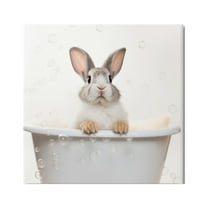 Stupell Industries Rabbit Bubble Bath Animals & Insects Painting Gallery Wrapped Canvas Art Print Wall Art, 36 x 36