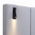 thumbnail image 3 of [Luckynote]Chic Linen Upholstered Bed with Integrated Lights and Shelves, Grey, Queen, 3 of 10