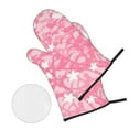 thumbnail image 3 of YFYANG Ensembles de Mitaines de Four et Porte-Casseroles 4 Pcs, Antidérapant Résistant à la Chaleur Motif Ressort Rose Tapis de Casserole pour Cuisine et Pâtisserie, 3 of 8