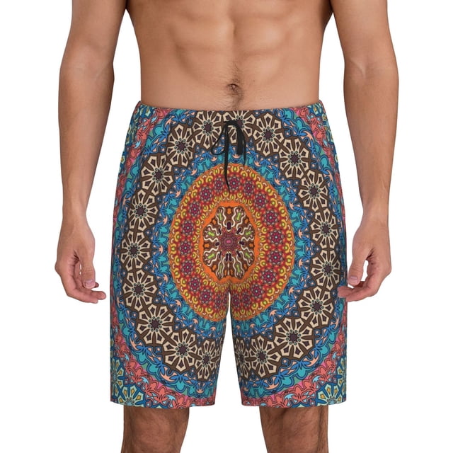 Fotbe Mandala Pantalones Cortos de Pijama para Hombre, Ropa de Dormir, Pantalones de Pijama Cortos para Hombre-XX-Large