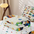thumbnail image 6 of Manfei Cute School Bus Zipper Full Size Comforter Sets with Fitted Sheet and 2 Pillowcases,City Cars Pattern Zipper Bedding Set,Beige,Polkadot Reversible,4pcs, 6 of 8