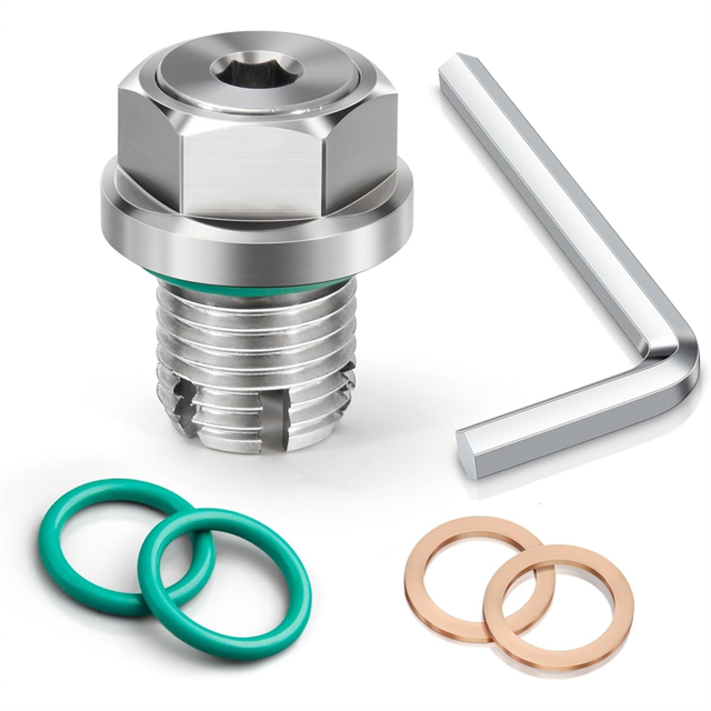 M12-1.5 X 15mm Oversize Piggyback Oil Drain Plug, Stainless Steel Self Tapping Oil Pan Thread Repair Kit