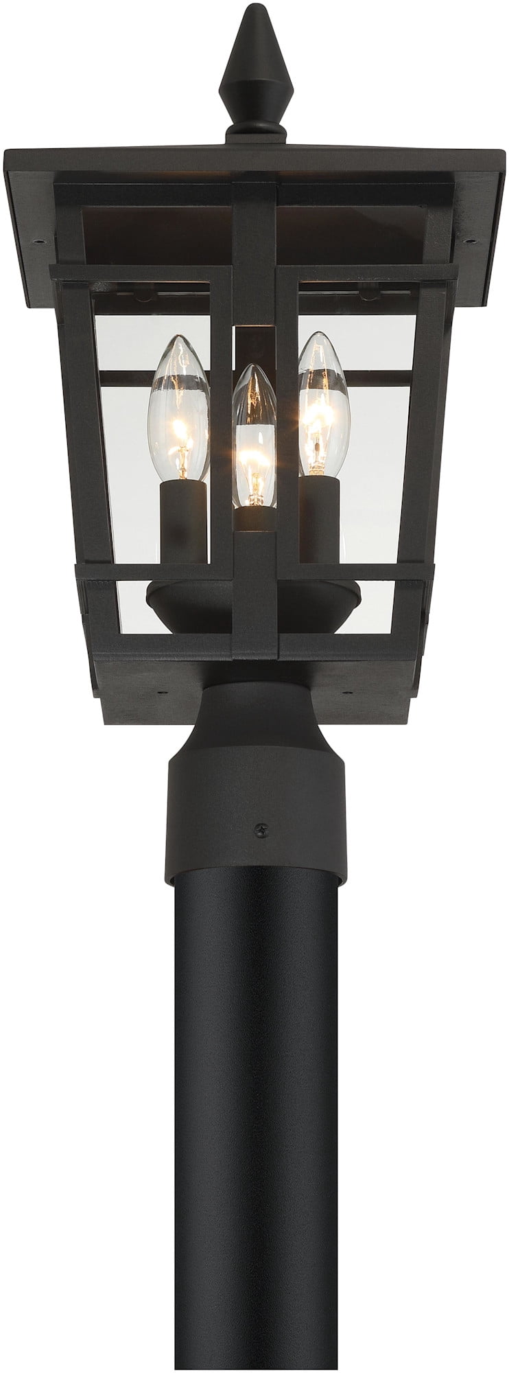 The Great Outdoors 77905 Fieldstone 3 Light 17" Tall Post Light - Sand Coal Black
