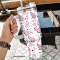 thumbnail image 3 of Pink Christmas Tree Cakes Stainless Steel Tumbler 40Oz With Handle - Insulated Tumbler Holiday Coffee Travel Mug for Tea, Latte, Hot Chocolate - Seasonal Xmas Gifts for Women, Men, Coworker or Friends, 3 of 6