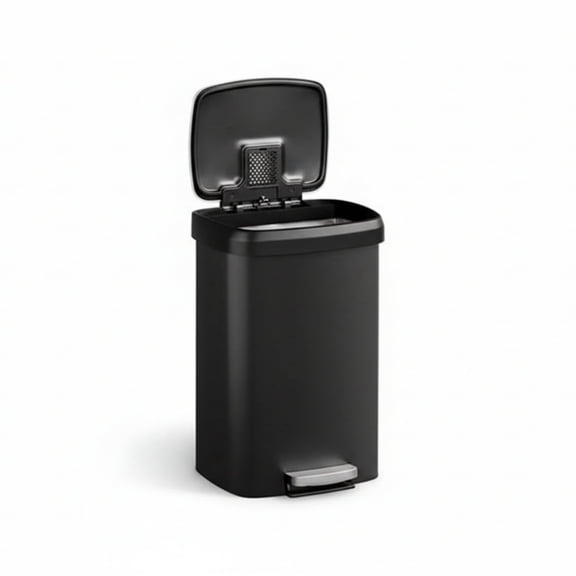 Garvee 13.2 Gallon Plastic Trash Can with Soft Close Lid, Liner Rim, Black