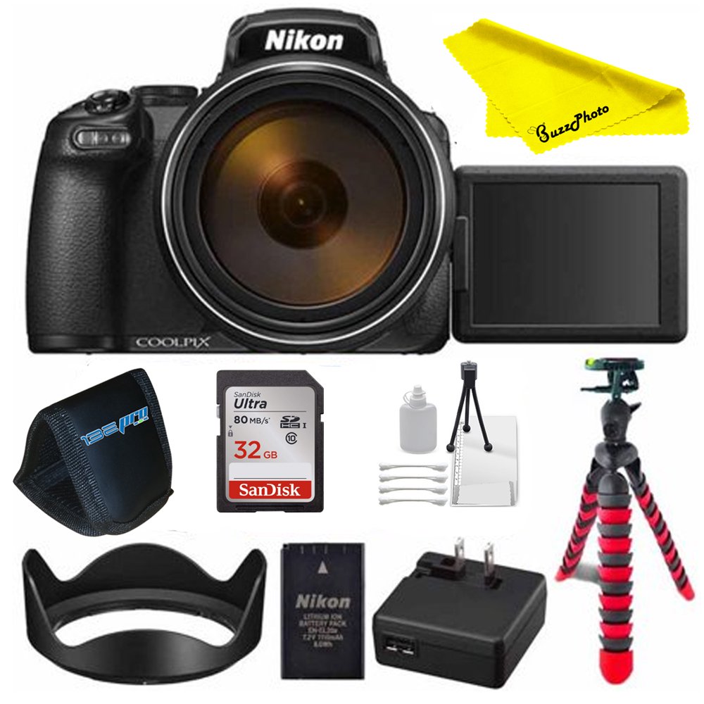 Nikon COOLPIX P1000 16.7MP Digital Camera Black with 32GB Memory Card