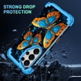 thumbnail image 3 of Casetego for Samsung Galaxy S26 Ultra 5G Case,Glow in The Dark Three Layer Heavy Duty Sturdy Shockproof Protection Rugged Hard PC+Soft TPU Bumper Case for Galaxy S26 Ultra,Blue Gold Butterfly, 3 of 8