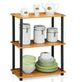 thumbnail image 3 of Furinno Rata 3-Tier Industrial Multipurpose Flat Base Shelf Display Rack with Metal Frame, Columbia Walnut, 3 of 5