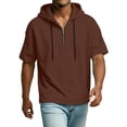 thumbnail image 7 of CIENVNSTG Vintage Shirts for Men Short Sleeve Casual Hoodies Sports Half Zip Drawstring Sweatshirts Loose Breathable Fitness Lightweight Tops Coffee S, 7 of 7