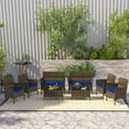 thumbnail image 2 of Topbuy 8 Piece Patio Rattan Conversation Set Outdoor Wicker Furniture Set w/ Chair Loveseat & Tempered Glass Table Navy, 2 of 9