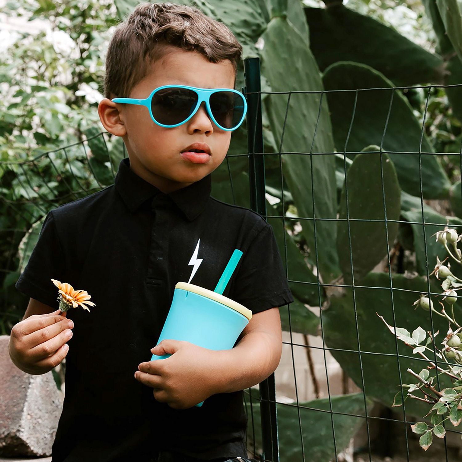 Tasse de paille GoSili, 12 oz. Ciel/Banane