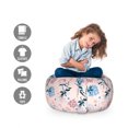 thumbnail image 2 of Floral Storage Toy Bag Chair, Flowers and Motifs on a Blush Tone Background, Stuffed Animal Organizer Washable Bag, Small Size, Blush Blue Grey, by Ambesonne, 2 of 3