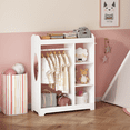 thumbnail image 2 of Auto Beyond Kids Dress up Storage with Mirror, 3-Tier Shelves, Bottom Tray, Pretend Play Costume Dresser Organizer Center, Wooden Open Hanging Armoire Closet for Little Girls, 2 of 6