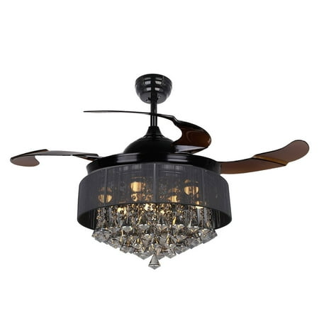 Ceiling Fans With Lights 42 Modern Black Fan Retractable Ceiling Fans With Lights 42 Modern Black Fan Retractable Blades Crystal Led Chandelier