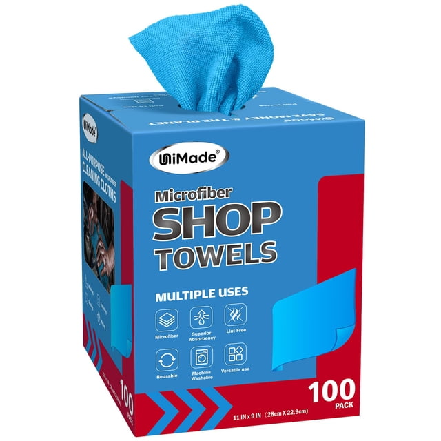 Toallas para Taller UNIMADE 100 Microfibra Reutilizables 28x23 cm Azul