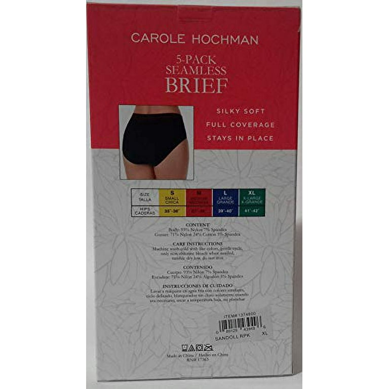 Large Carole Hochman Ladies' Seamless Brief 5-Pack Blue Assorted Underwear