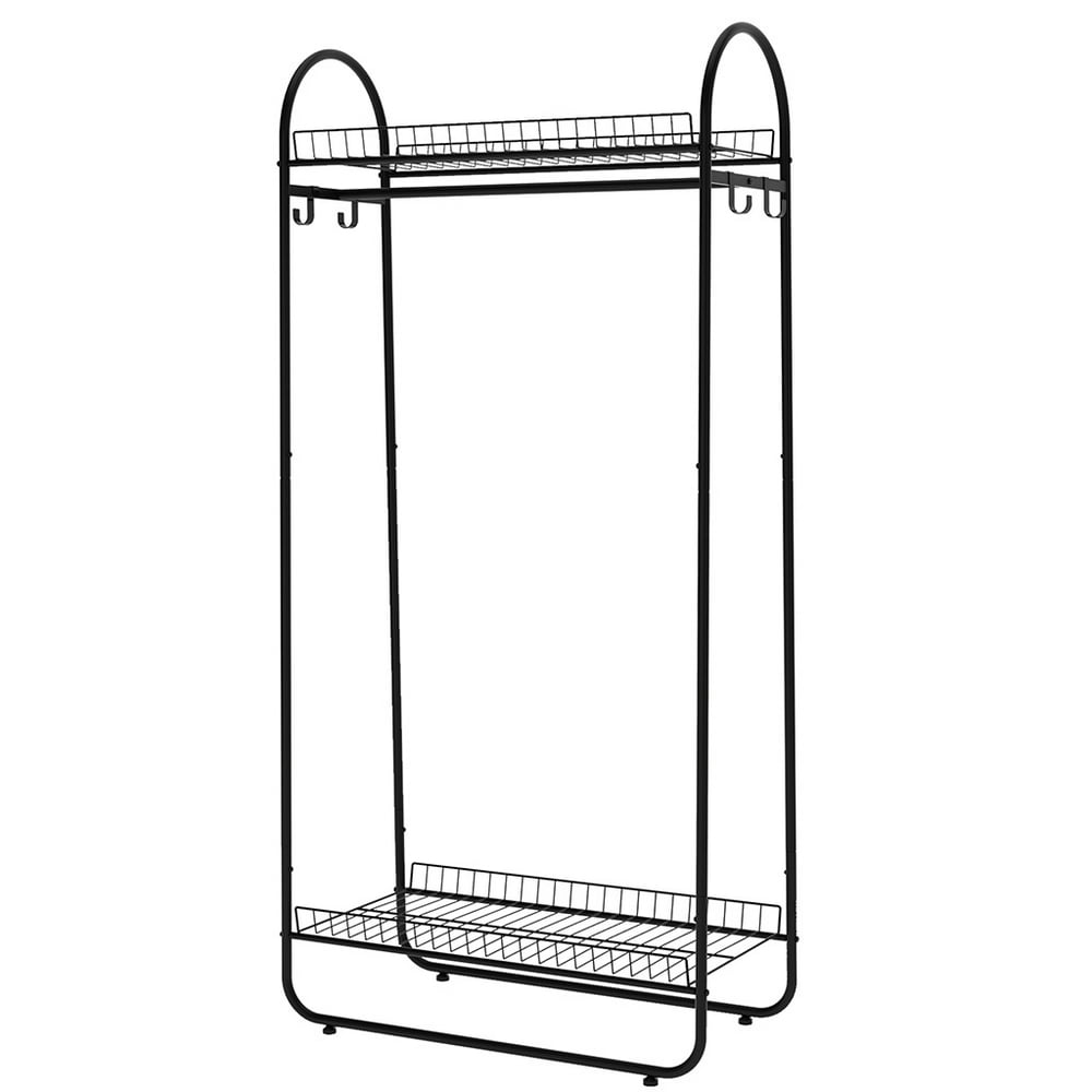 Clothing Garment Rack,Metal Garment Rack with 2 Wire Baskets, Black