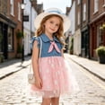 thumbnail image 4 of IFNWSV Toddler Girls Denim Dress Short Sleeve Round Neck Bowknot A-Line Summer Fashion Casual Sundress Pink 12-18 Months, 4 of 7