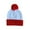 white / red (with Pom Pom), variant on COUVER White Red Pom Pom Cuff Beanie Hat 12" for Costume or Winter, 1PC