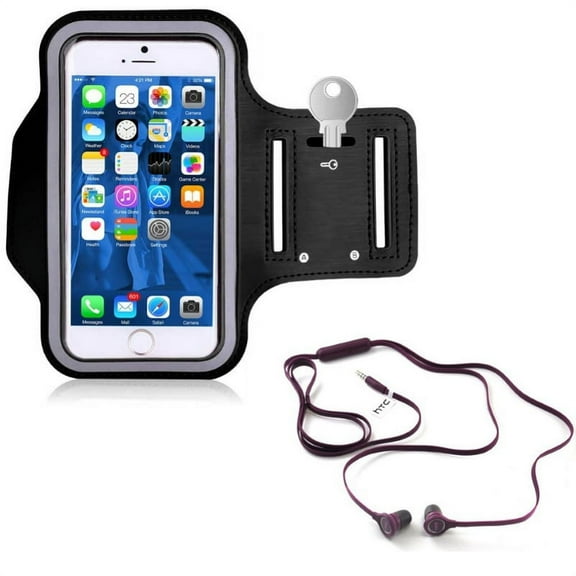 Hands-free Earphones w Sports Running Armband W8Z for Motorola Moto Z4 Z2 Play, Revvlry Plus, G7 Power E4 PLUS - OnePlus 6 - Samsung Galaxy S9 Plus S10 Plus J7 Sky Pro, S6 Edge , Note 5 4