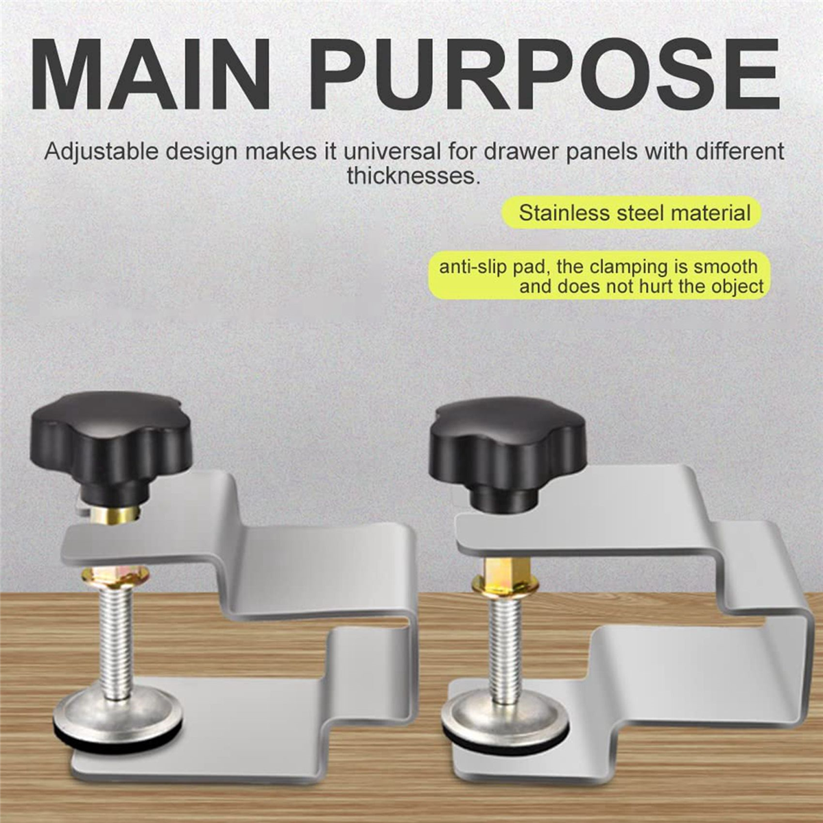 Drawer Front Installation Clamps, 6PCS Stainless Steel Cabinet Installation Clamps Tools for Drawer Front Panel