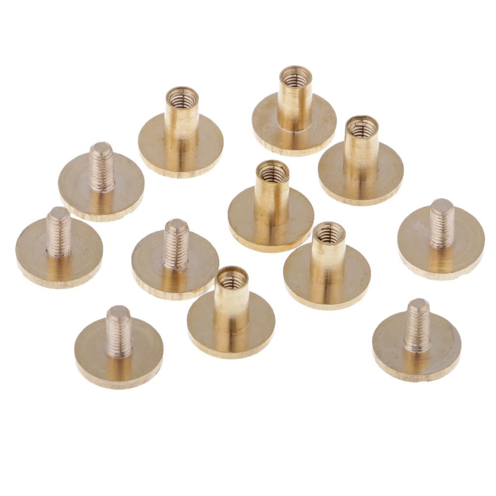 6 Set of Leather Rivets Rivets for Leather Craft Repairing Decoration -  Brass, 15mm 