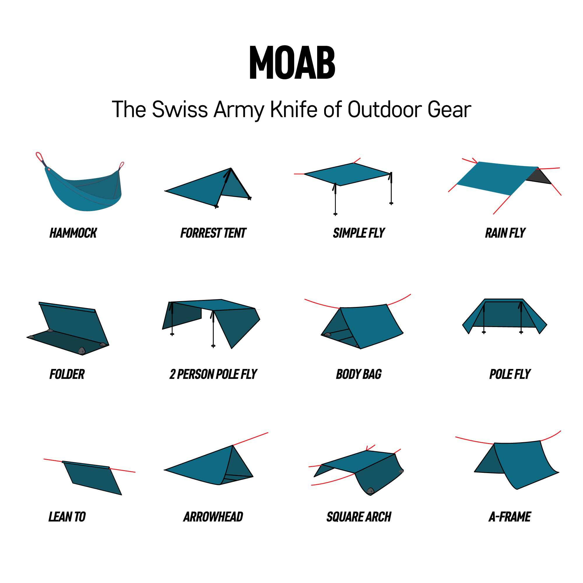 Grand Trunk MOAB All-In-One Shelter Hammock – 6-in-1 Ultralight Waterproof Shelter: Hammock, Rainfly, Bivvy, Lean-To, Tent Footprint & Sunshade