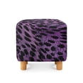 thumbnail image 2 of SCRAWLGOD Fur Pattern Leopard Print Violet Black Ottoman Cover Square Stretch Slipcover for Square Ottomans, Anti-Slip Footstool Cover with Elastic Bottom, Machine Washable, 2 of 7