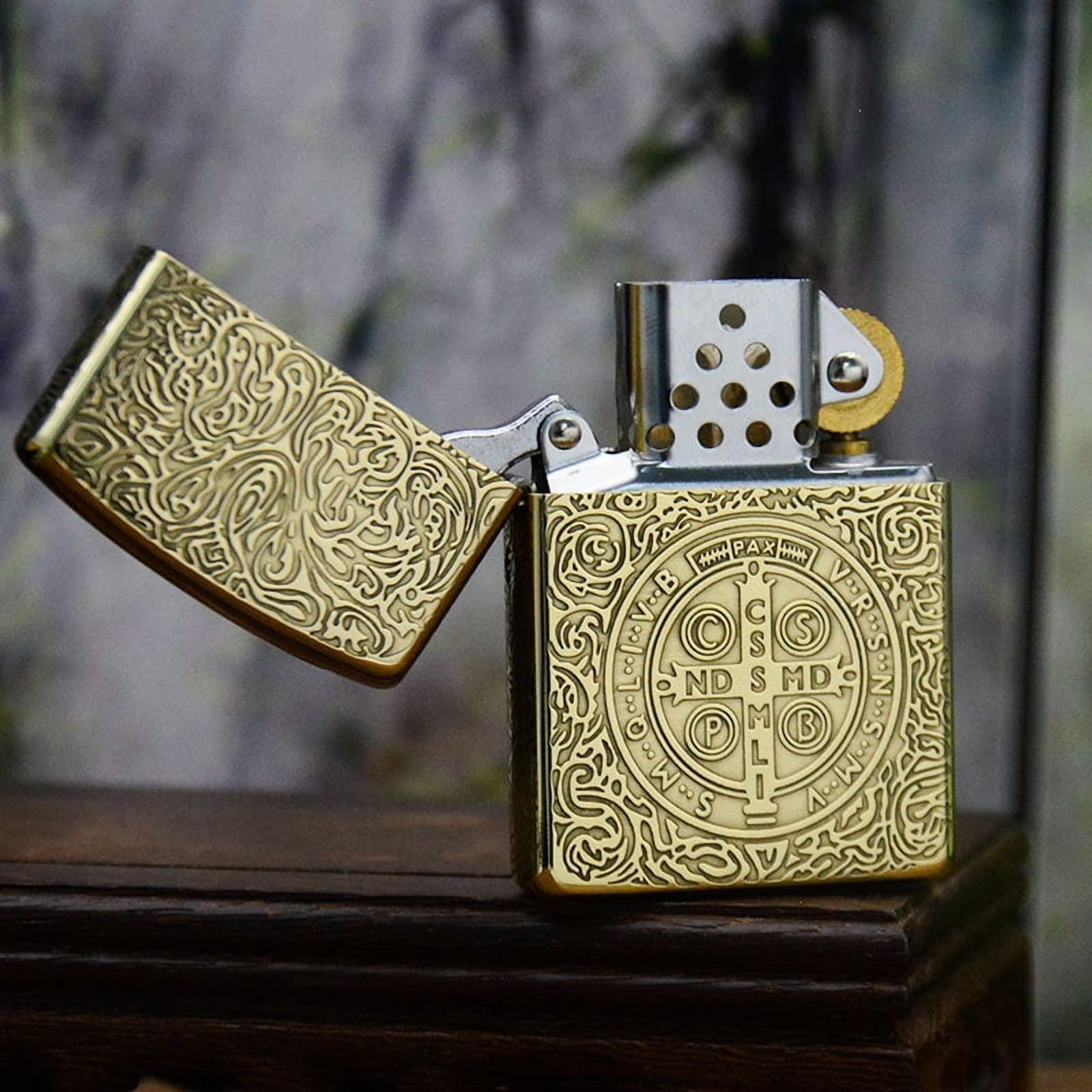 Bbsisgo Kerosene lighters, Candle lighters, Gift lighters for men and women(Without fuel),镶嵌圣徒康