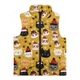 thumbnail image 4 of Xixirimido Cute Cats Christmas Theme Yellow Pattern Girls Boys Fleece Vest Kids Zip-up Vest Sleeveless Stand Collar Jacket with Pockets Fall Winter Outerwear for 7-8, 4 of 6