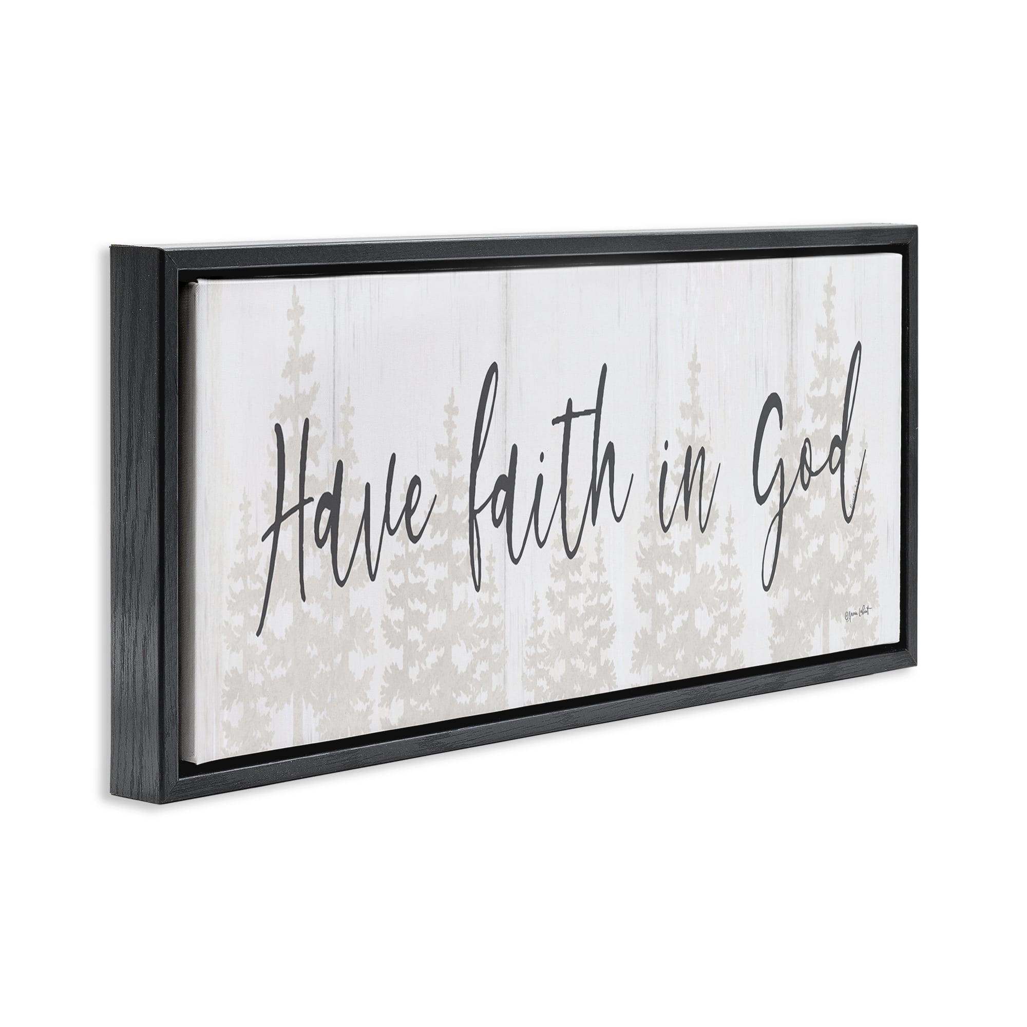 Stupell Industries Faith In God Phrase Religious Painting Black Floater Framed Art Print Wall Art, 25 x 11